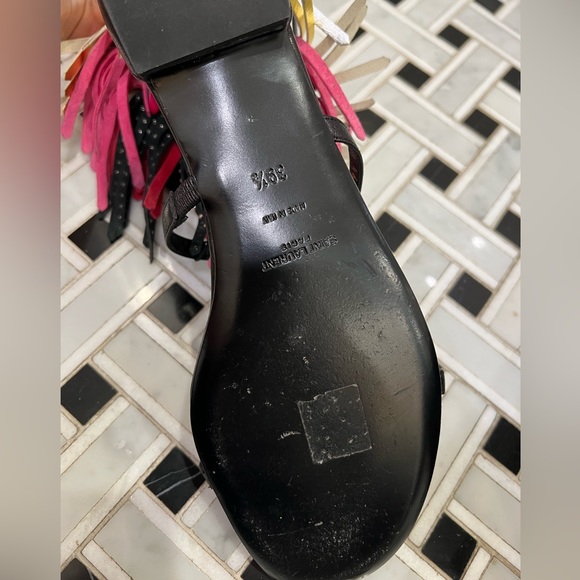 Saint Laurent Gladiator Sandals with Leather fringe - multi color - NWOT - 39.5. - Picture 5 of 6